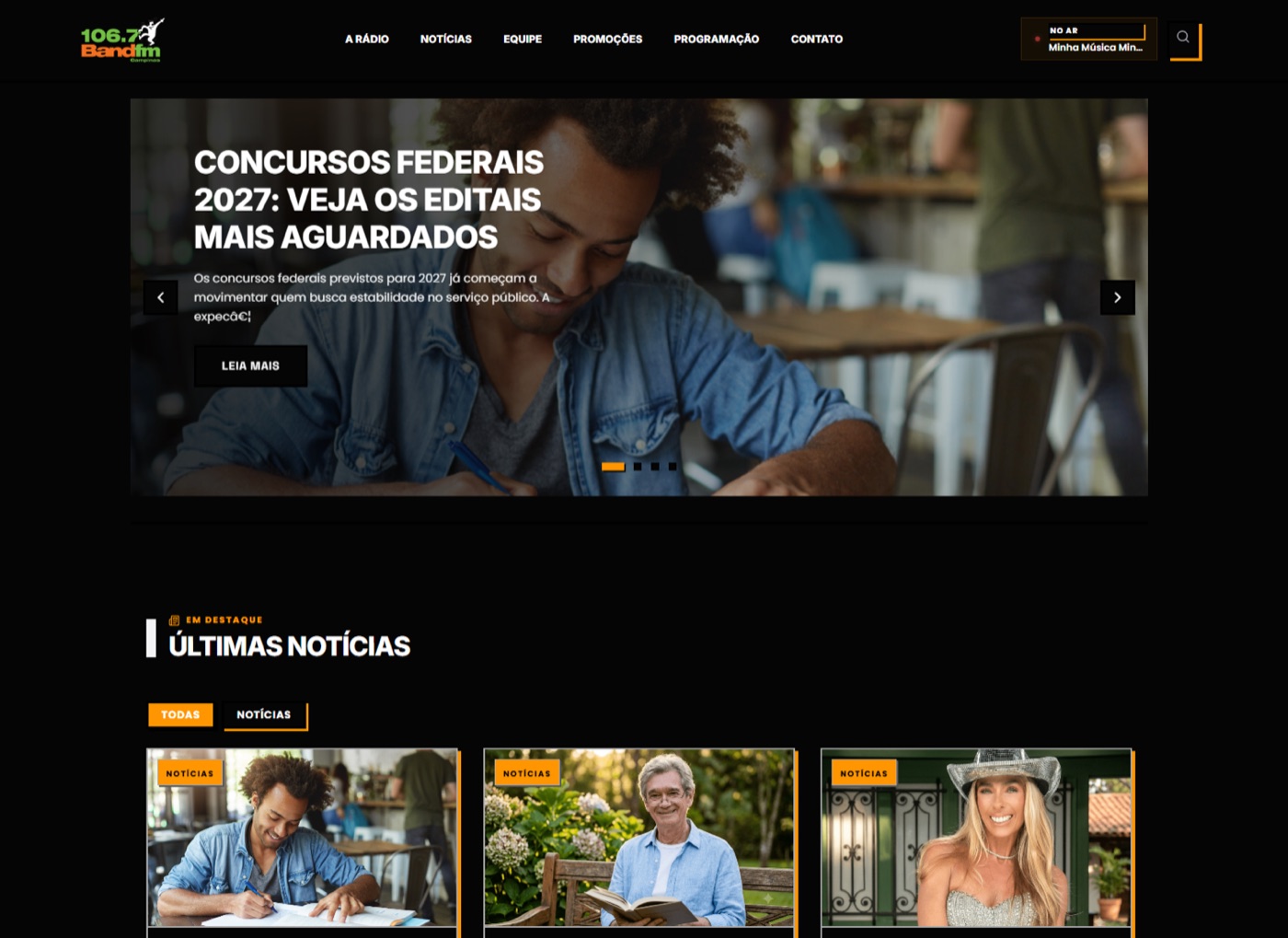 Site da Band FM Campinas no ar
