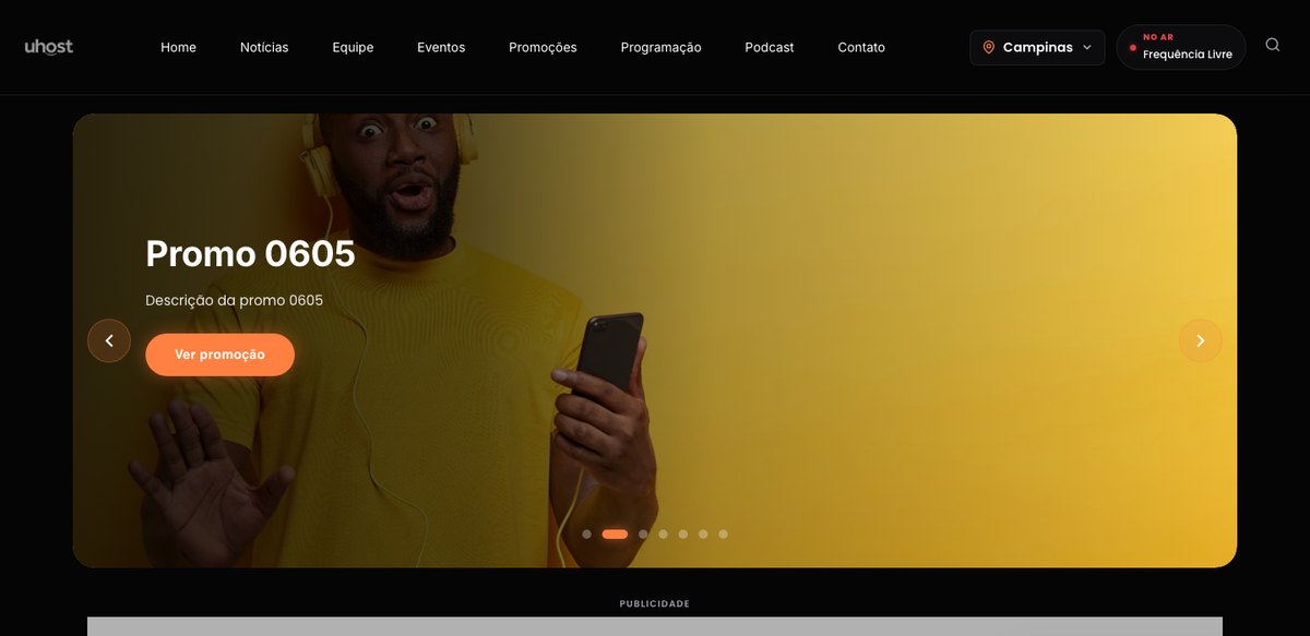 Tema Pulse — demonstração do site de rádio