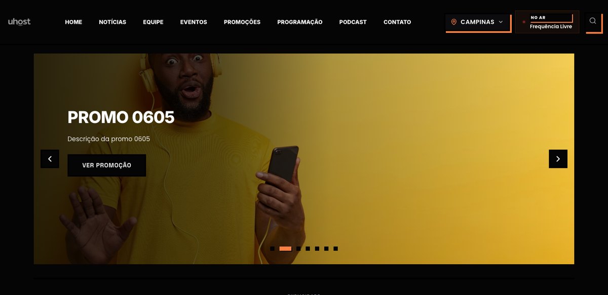 Tema Wave — demonstração do site de rádio
